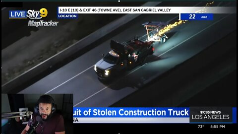 Police Chase, Construction Truck Pursuit in Inland Empire California