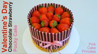 Copycat Recipes Valentine's Day Gift Cake - Quick & Easy No Bake Chocolate Strawberry Pocky Cake Co
