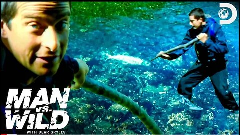 Bear Grylls Goes Spear Fishing and Climbs a Waterfall | Man vs. Wild