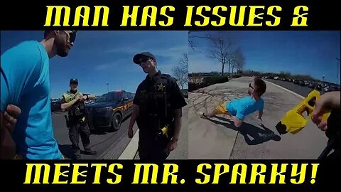 Man Almost Runs Over Cop is Chased Down & Meets Mr. Sparky!