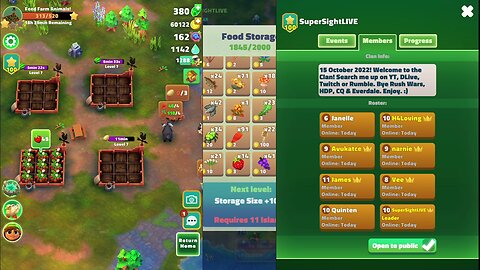 Root Land 2 hour play session + Clan Event of shared farms!