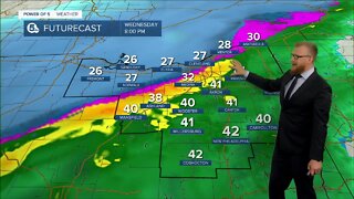 Wednesday: Rain transitioning to ice during evening commute.