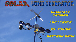 Solar Light Tower Wind Generator - 30' Light Tower - 10' Trailer - (6) LED Lights & Security Camera
