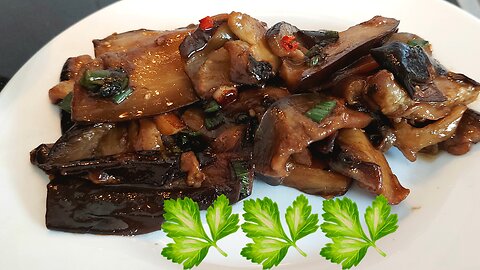 Eggplants in spicy garlic sauce, Chinese style.