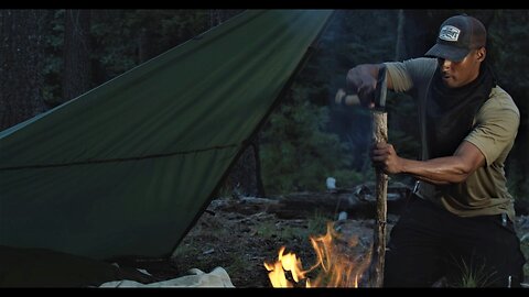 Solo Overnight Camping | Fiskars Norden N12 Splitting Axe