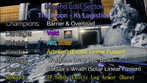 Destiny 2 Master Lost Sector: The Moon - K1 Logistics 2-10-22