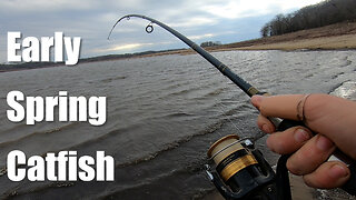 Catching Spring Catfish In A Shallow Bay From The Bank! || I Found a Bonus Shed Antler!