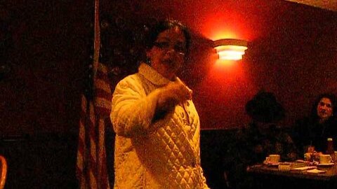 Jackie Kostas (Worcester 13th) answers a question at the Twin City Tea Party candidate night