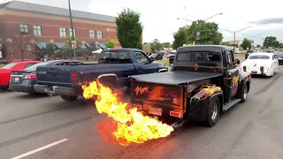 Flamethrower Exhaust Shooting Fords at the Woodward Dream Cruise 2019