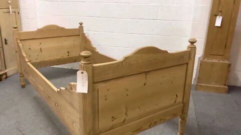 Old Pine Knob End East German Sleigh Bed (T2805B) @Pinefinders Old Pine Furniture Warehouse