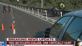 Collision involving 2 bicyclists leaves one critically injured