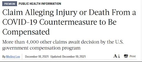Claim Alleging Injury or Death From a covid-19 countermeasure to be compensated