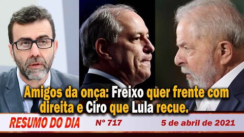 Amigos da onça: Freixo quer frente com direita e Ciro que Lula recue - Resumo do Dia nº 717 - 5/4/21