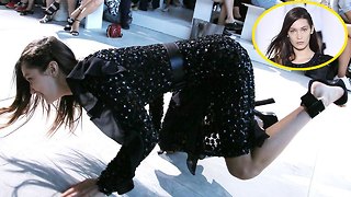 Bella Hadid FALLS ON THE RUNWAY during New York Fashion Week on theFeed!