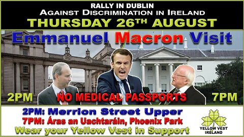 Emmanuel Macron to arrive to meet with Micheál Martin and Michael Higgins on Thursday 26th August