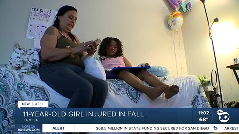 11-year-old girl from La Mesa injured in fall from her bedroom window.