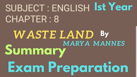 Lesson || The waste land by Marya Mannes || Summary || Critical appreciation ||