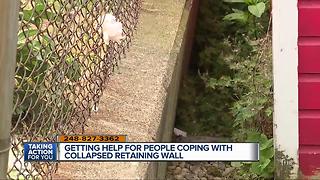 Getting help for people coping with collapsed retaining wall