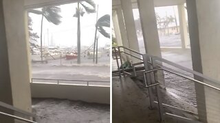 Extremely tense footage of Hurricane Ian winds & flooding