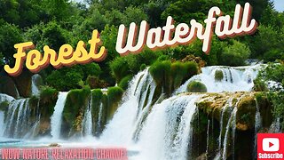 Waterfall flowing over rocks in forest 4k. Relaxing flowing water, White Noise for Sleep, Meditation