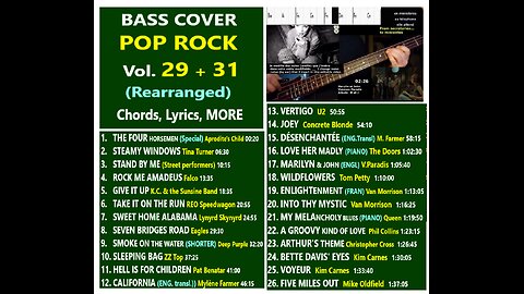 Bass cover POP ROCK Vols. 29-31 (Rearranged) __ Chords, Lyrics, MORE