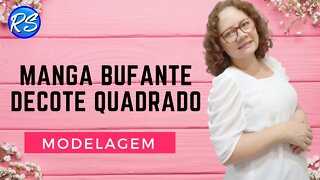 (MOLDE) Manga Bufante em Blusa com Decote Quadrado - EP 210