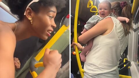 Woman makes baby on train laugh and calm down