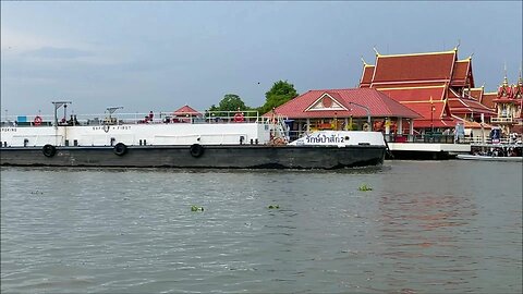 White container ship sailing at Koh Kret island Nonthaburi Province in Thailand