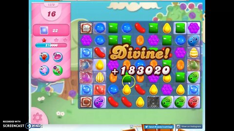Candy Crush Level 1370 Audio Talkthrough, 1 Star 0 Boosters