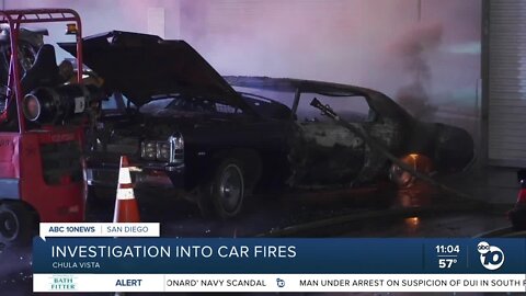 Investigation underway after multiple cars found ablaze in Chula Vista parking lot