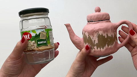 DIY 🫖 Creative Upcycling 👉 Glass Jar to Decorative Teapot