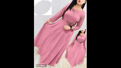 Stylish Fancy Georgette With Embroidery Work With Lock Moti Gown For Women*