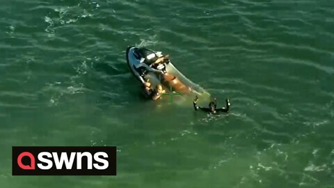 NYPD heroically rescue a man stranded in the sea - after his jet ski overturned