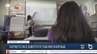 San Diego County School Districts facing a substitute teacher shortage