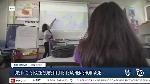 San Diego County School Districts facing a substitute teacher shortage