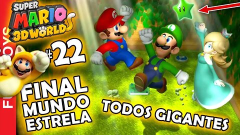 Super Mario 3d World #22 - Ficamos TODOS GIGANTES no FINAL do Mundo Estrela! Acabou o jogo??? 😜🚀⭐️🌙