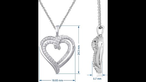 Jewelili Heart Key Necklace Pendant with Natural White Round Diamonds in Sterling Silver 18 inc...