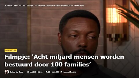 Filmpje. ‘Acht miljard mensen worden bestuurd door 100 families’