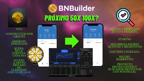 ¿BNBuilder próxima cripto en hacer un 50x 100x? Constructor web3 gratis, NFTs, Airdrops, staking,...