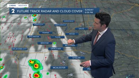 Isolated storms again later Sunday