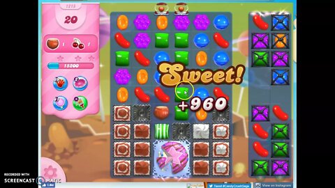 Candy Crush Level 1215 Audio Talkthrough, 2 Stars 0 Boosters