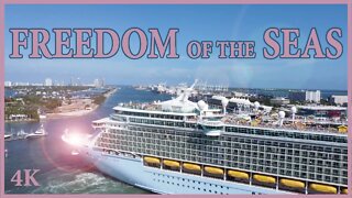 Freedom of the Seas Maneuvering in Port of Miami - 4K