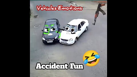 car crash vehicle accident with funny emoji emotions