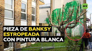 Vandalizan creación de Banksy con pintura blanca