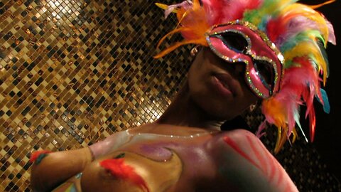Breonna in BodyPaint at our first Carnival Saturday before her exhibit