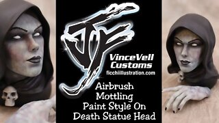 Airbrush Mottling Paint Technique on Death Statue Head & Hands