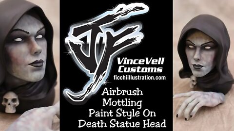 Airbrush Mottling Paint Technique on Death Statue Head & Hands