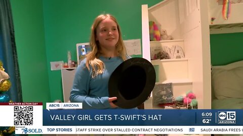 Valley girl gets Taylor Swifts hat at opening concert