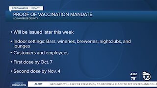 Los Angeles County to require COVID vaccine/test for outdoor events, vaccines at indoor bars