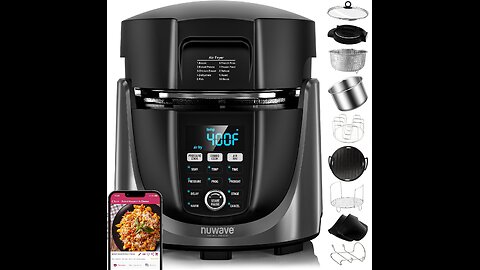 NuWave Duet Electric Pressure Cooker & Air Fryer Combo, 450 IN 1 Slow Cooker & Grill